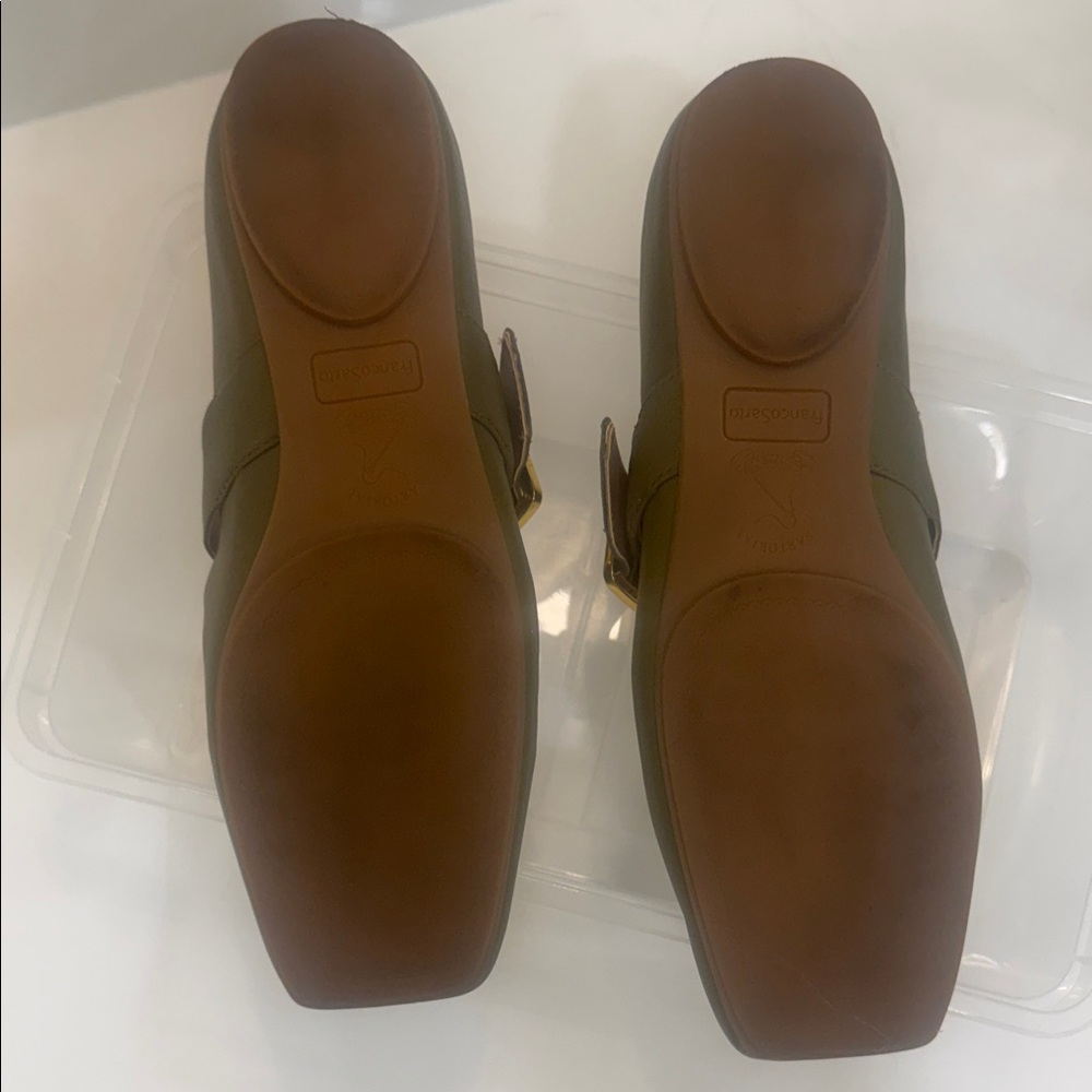 Franco Sarto Olive Green Flats with Gold Buckle - Picture 10 of 16